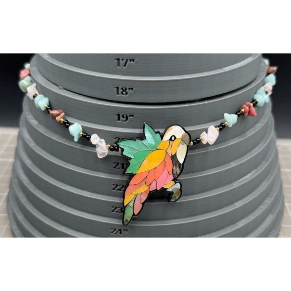 Vintage Lee Sands Parakeet Necklace and Earrings Original Box Signed